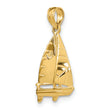 10K 3-D Polished Sailboat Charm