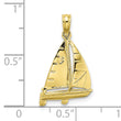 10K 3-D Polished Sailboat Charm