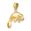 10k 3-D Polished Swimming Manatee Charm