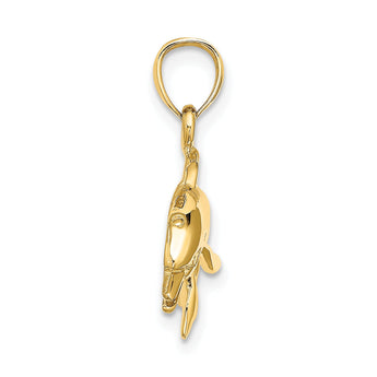 10K Textured Polished Dolphin Jumping Charm