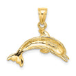 10K Textured Polished Dolphin Jumping Charm