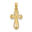 10K Polished and Cut-Out Engraved Cross Charm