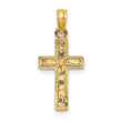 10K 2-D Polished Textured Cross Charm