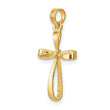 10K 3-D Engraved Polished Twisted Cross Charm