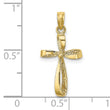 10K 3-D Engraved Polished Twisted Cross Charm