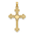 10K Beaded Tip Cross w/ Heart Center Charm