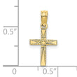 10K Polished and Engraved Mini Cross W/ Flower Charm
