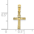 10K Textured Mini Cross w/ Heart Charm