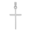 10K White Gold 3-D and Polished Stick Cross Charm