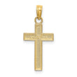 10K Polished Block Style Beaded Edge Cross Charm