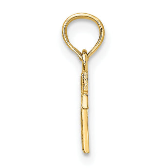 10K Polished and Engraved Mini Cross Charm