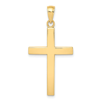 10K Polished Beveled Cross Charm