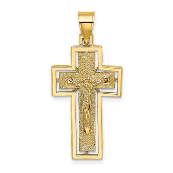 10K Textured Crucifix w/ Frame Charm