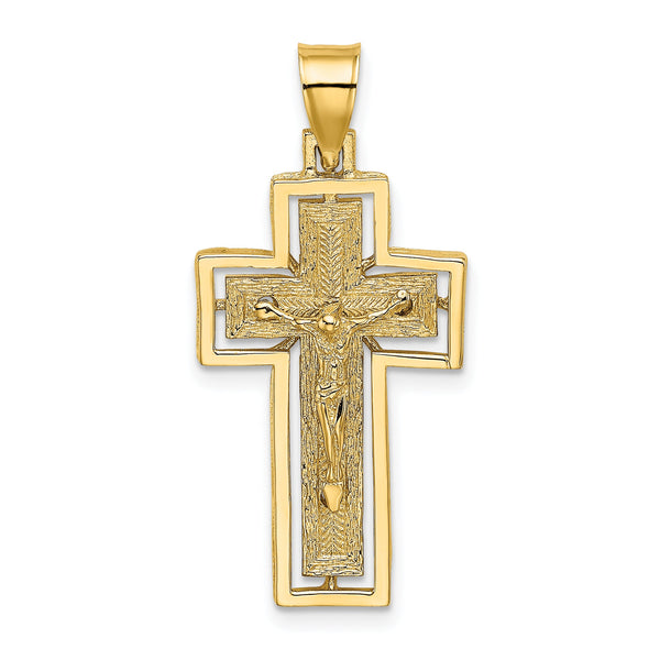 10K Textured Crucifix w/ Frame Charm