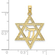 10K Star of David W/ Chai Center  Charm