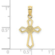 10K Cut-Out and Flat Cross W/ Flower Charm