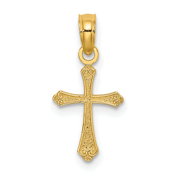 10K Textured Mini Cross Charm