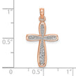 10K Rose w/ White Rhodium Filigree Center Border Cross
