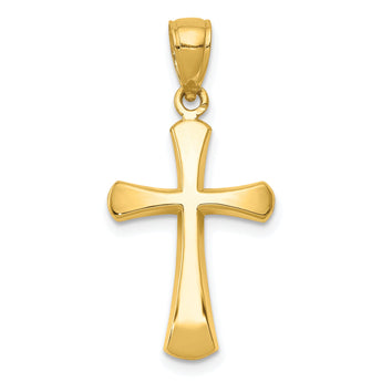 10K Polished Beveled Cross w/ Round Tips Charm