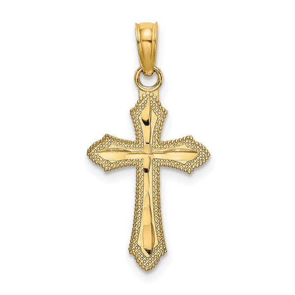 10K D/C w/ Beaded Edge Cross Charm