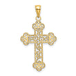 10K Textured  Beaded Edge Cross Charm