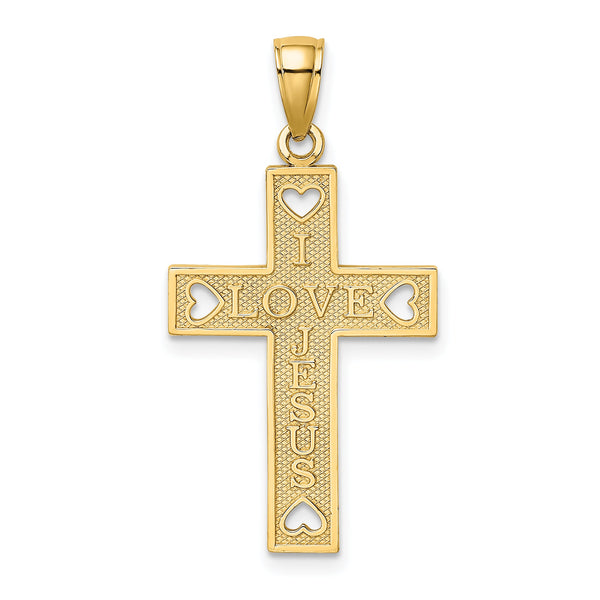 10K  I LOVE JESUS  Cross w/ Hearts Charm
