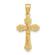 10K W/ Textured Scalloped Edge Crucifix Charm