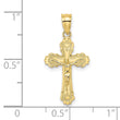 10K W/ Textured Scalloped Edge Crucifix Charm