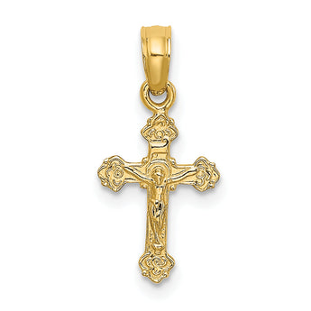10K Mini Crucifix W/ Fancy Tips Charm
