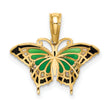 10K Small Green Enameled Butterfly Charm