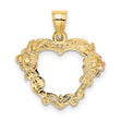 10K Two-tone w/White Rhodium Flower In Heart Charm