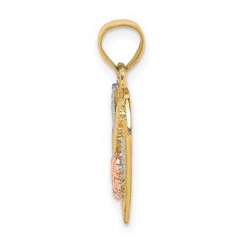 10K Two-tone w/White Rhodium #1 GRANDMA In Heart Charm