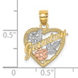 10K Two-tone w/White Rhodium #1 GRANDMA In Heart Charm