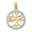 10K w/Rhodium 3-D Tree Of Life In Round Frame Charm