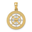 10K w/Rhodium Nautical Compass White Needle Charm