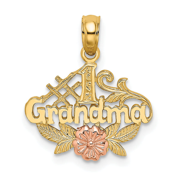 10K Two-Tone #1 GRANDMA W/ Flower Charm
