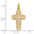 10K Two-Tone w/ Lace Trim Cross Charm