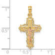 10K Two-Tone Crucifix W/ Lace Trim Charm