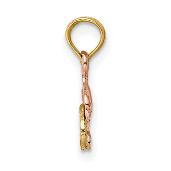 10K Two-Tone W/White Rhodium Dolphin and Wave Charm