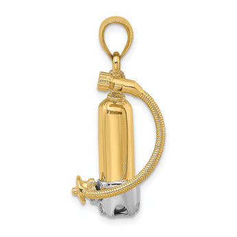 10K w/Rhodium 3-D Single Scuba Tank W/ Hose Charm