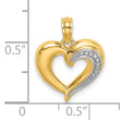10K W/ Rhodium Polished and Textured Heart Charm