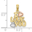 10K Tri-color I LOVE YOU  W/ Hearts Charm