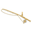 10K w/Rhodium 3-D Fly Rod Fishing Pole Charm