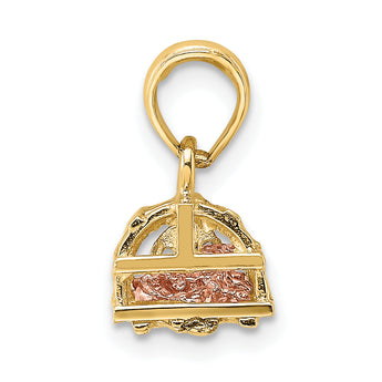 10K Two-tone 3D Lobster Trap W/Moveable Lobster Pendant