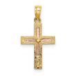 10k Two-tone Polished Cross Charm