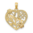 10k Two-tone w/White Rhodium #1 MOM Heart w/ Flower Charm