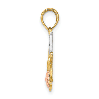 10k Two-tone w/White Rhodium #1 MOM w/ Flower Charm