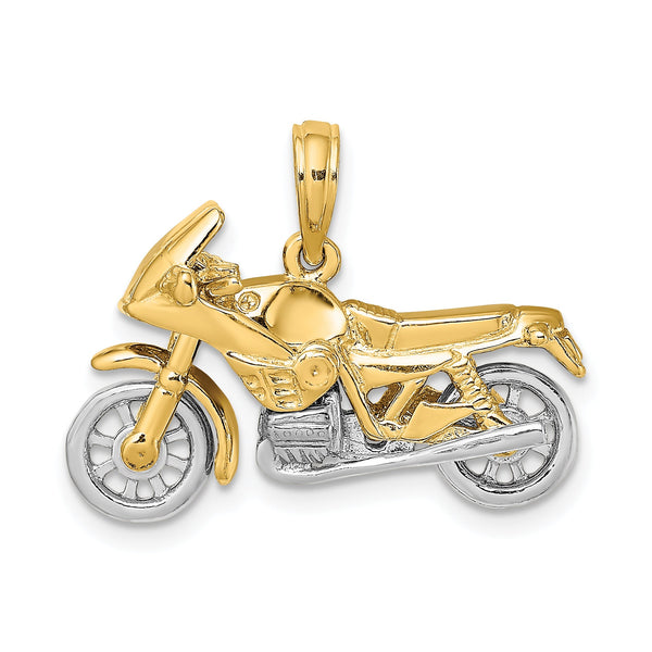 10k Two-tone 3-D Moveable Motorcycle Charm
