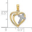 10K W/ Rhodium Cross In Heart Charm