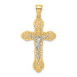 10K W/ Rhodium Crucifix W/ Scrolled Tips Charm